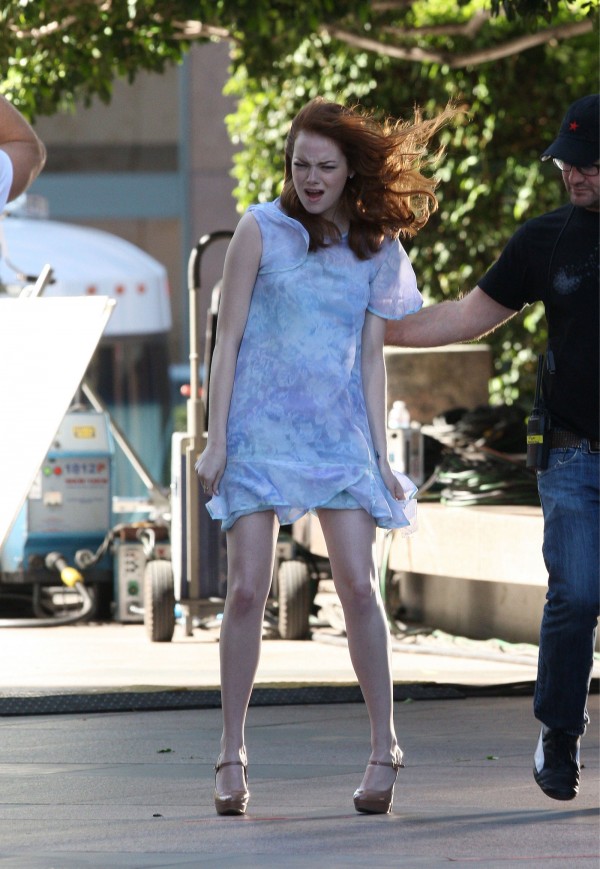 Emma Stone Shooting Commercial for Revlon