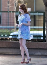 Emma Stone Shooting Commercial for Revlon