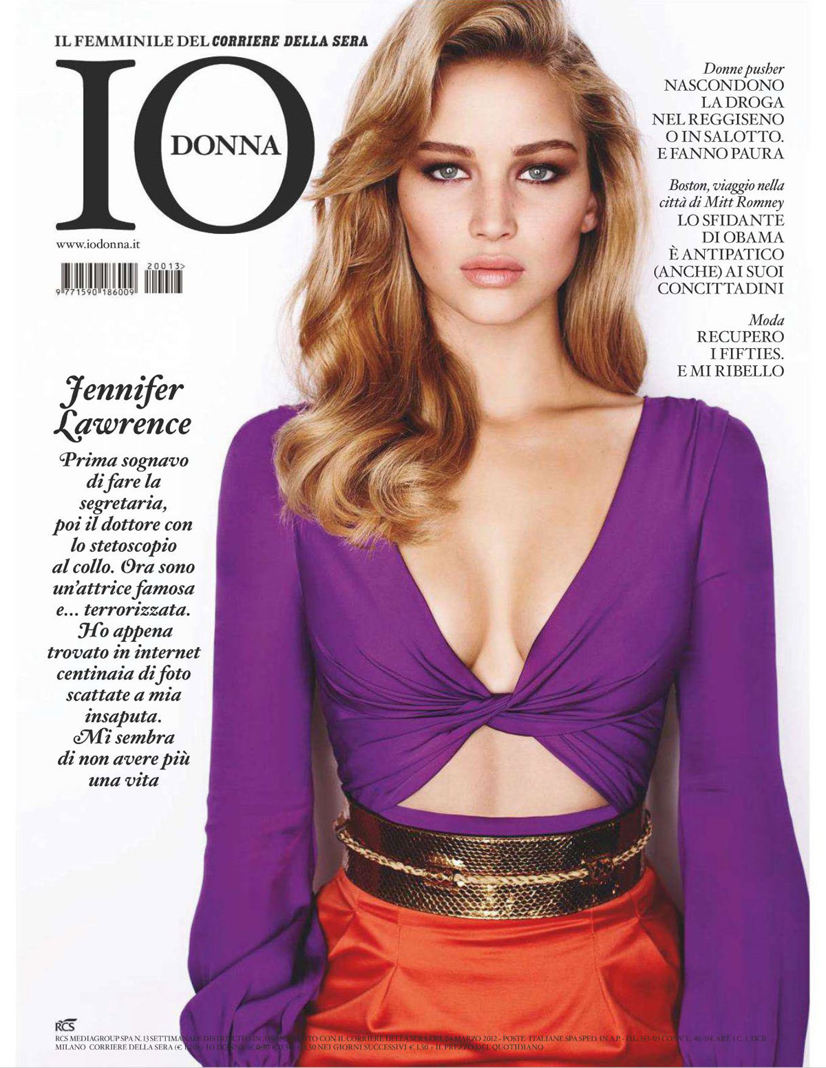 JENNIFER LAWRENCE in IO Donna Magazine Italy, March 2012 Issue