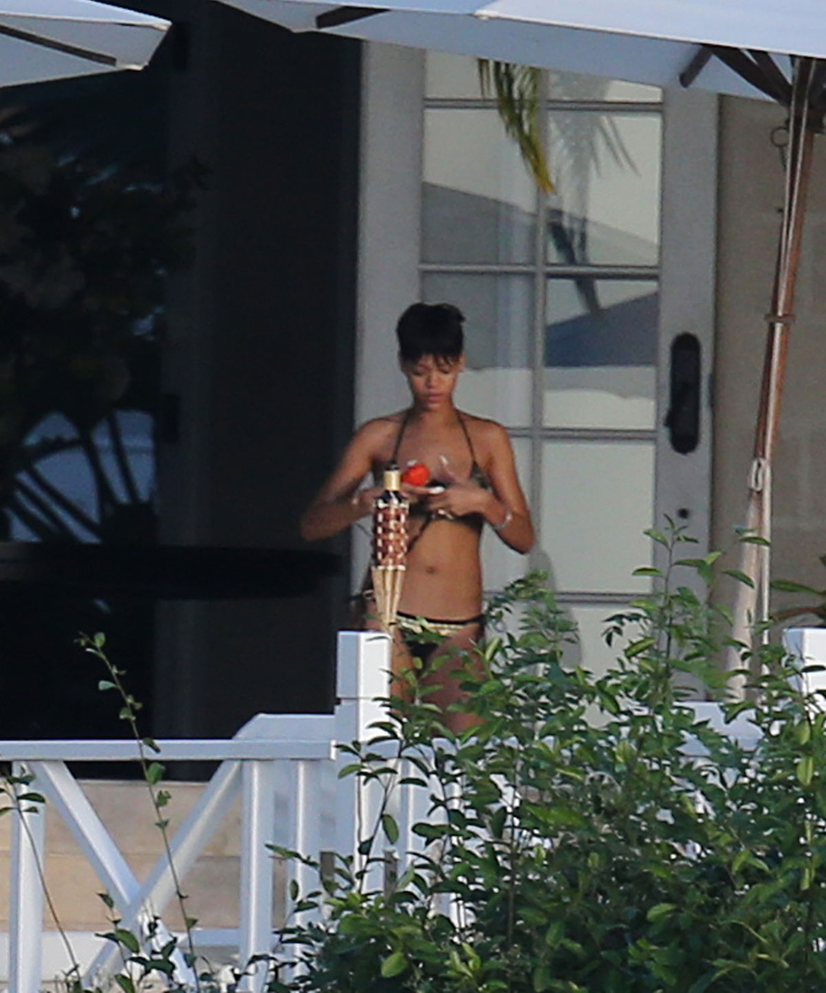 Rihanna In Bikini At Hotel Balcony In Barbados Hawtcelebs