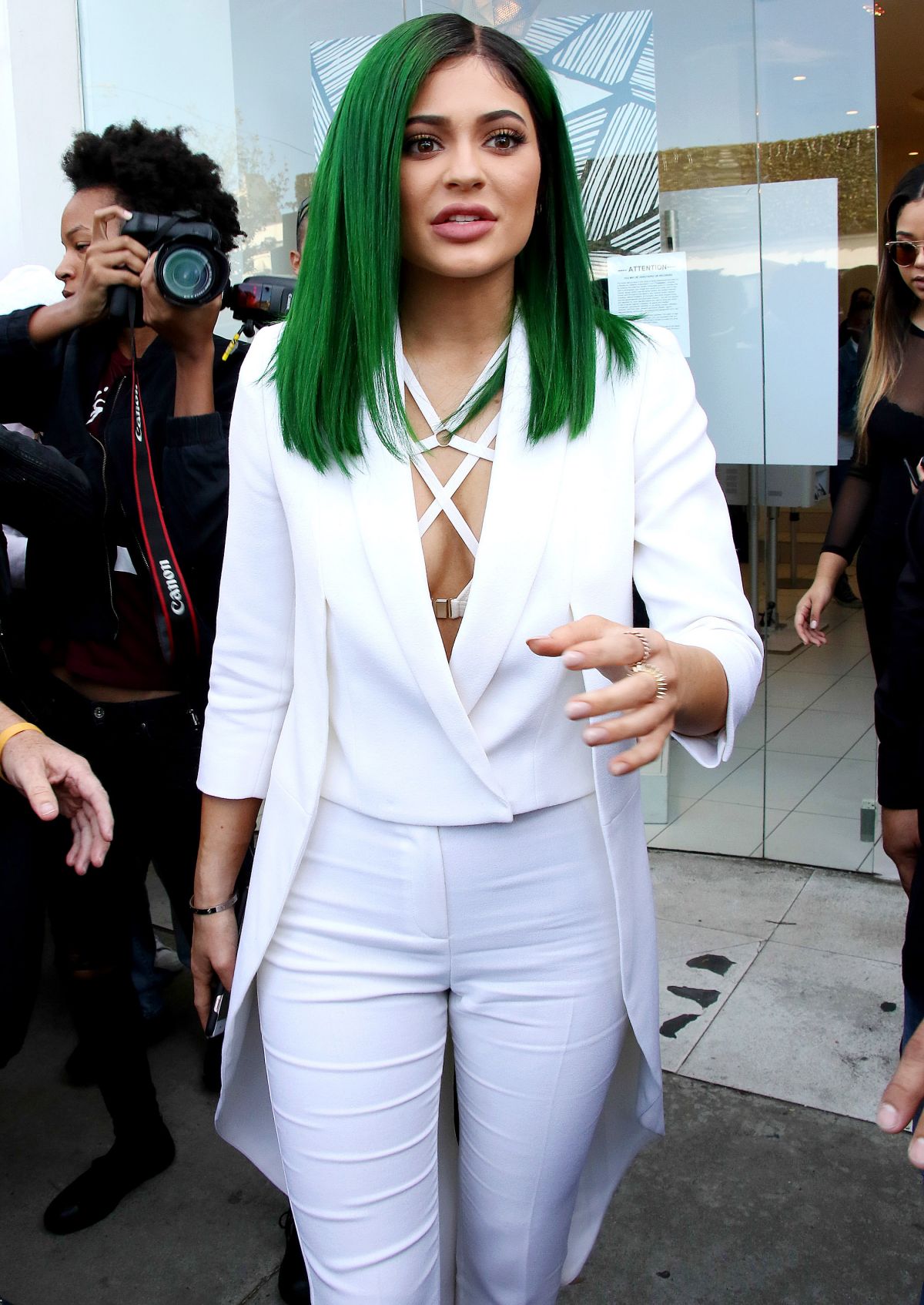 KYLIE JENNER Debuts Emerald Green Hair At Dash Store In Los