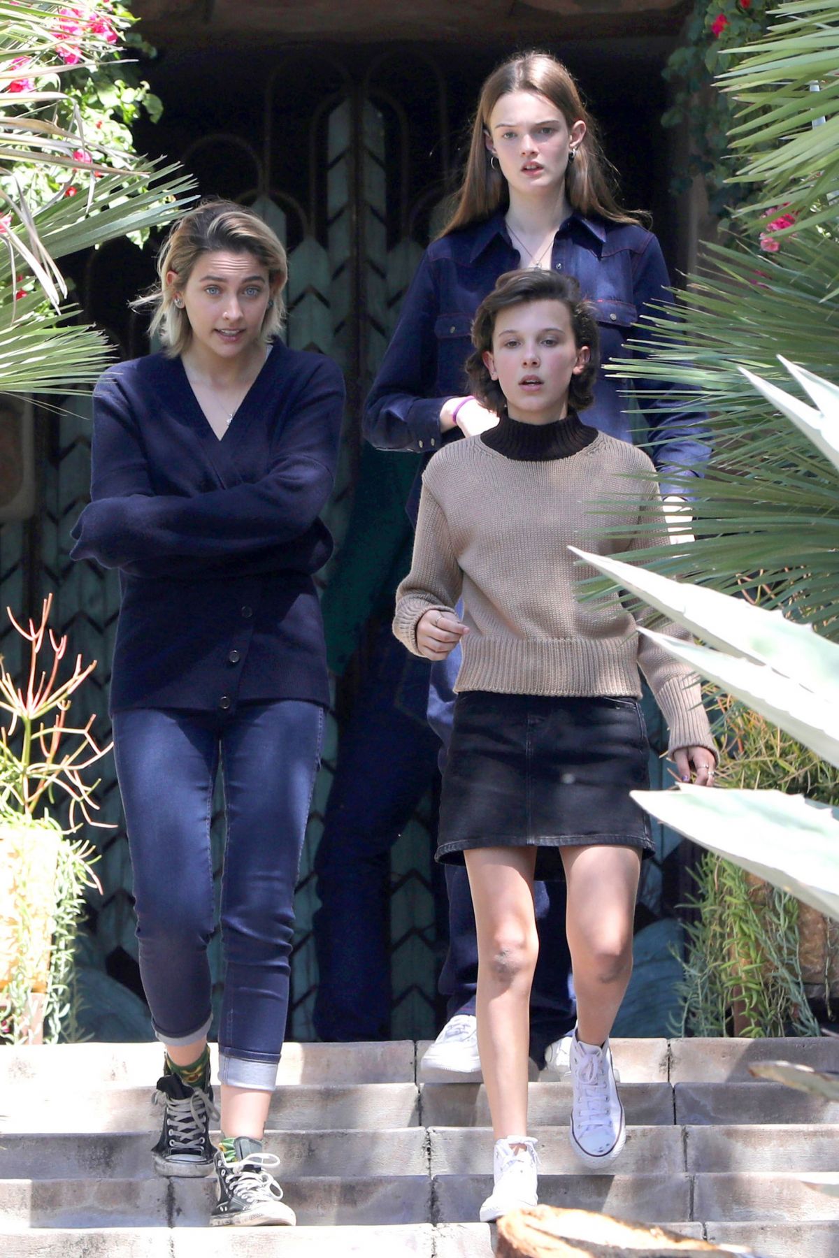 PARIS JACKSON and MILLIE BOBBY BROWN on the Set of Black Dhalia House in Los Angeles ...