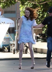 Emma Stone Shooting Commercial for Revlon