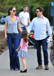 Katie Holmes, Suri and Tom Cruise at Schenley Plaza in Pittsburgh