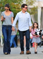 Katie Holmes, Suri and Tom Cruise at Schenley Plaza in Pittsburgh