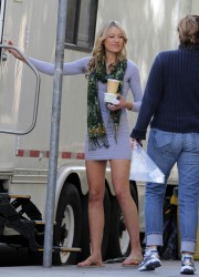 Katrina Bowden at Nurse 3-D Set in Toronto