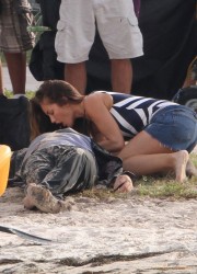 Minka Kelly at Charlie's Angels Set in Miami