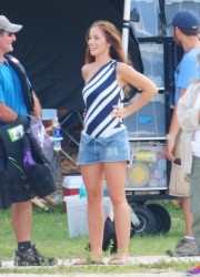 Minka Kelly at Charlie's Angels Set in Miami