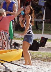 Minka Kelly at Charlie's Angels Set in Miami