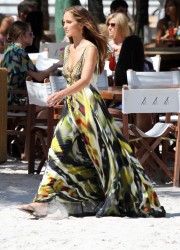 Minka Kelly on the Charlie's Angels Set