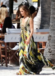 Minka Kelly on the Charlie's Angels Set