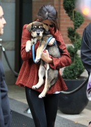 Selena Gomez Walking with Her Puppy