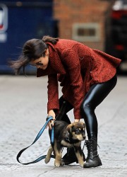 Selena Gomez Walking with Her Puppy