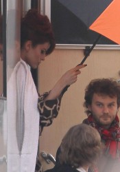 Eva Mendes On Set of Holly Motors in Paris