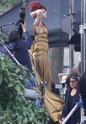 Eva Mendes On Set of Holly Motors in Paris