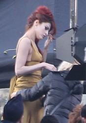 Eva Mendes On Set of Holly Motors in Paris
