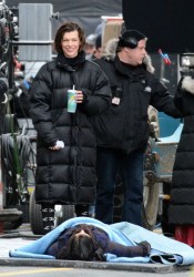Milla Jovovich on set of Resident Evil: Retribution