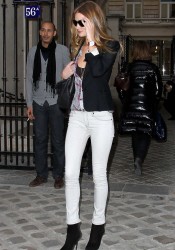 Rosie Huntington-Whiteley Outside Burberry Office in Paris