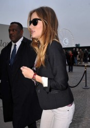 Rosie Huntington-Whiteley Outside Burberry Office in Paris