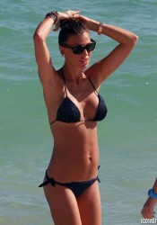 Claudia Galanti in Hot Black Bikini Candids at Miami Beach