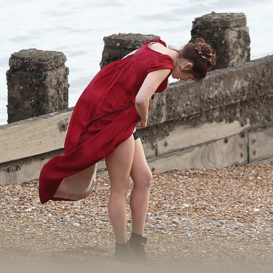 Gemma Arterton Cleavy On The Set of Byzantium