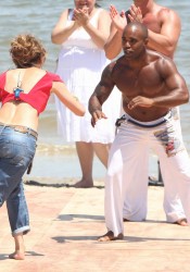 Jennifer Lopez on Set of iQ'Viva! The Chosen in Uruguay