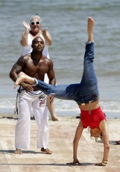 Jennifer Lopez on Set of iQ'Viva! The Chosen in Uruguay