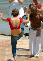Jennifer Lopez on Set of iQ'Viva! The Chosen in Uruguay
