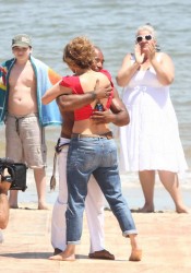 Jennifer Lopez on Set of iQ'Viva! The Chosen in Uruguay