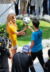 Jennifer Lopez Hot Legs in Short Dress Filming Q Viva The Chosen