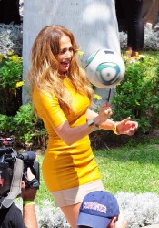 Jennifer Lopez Hot Legs in Short Dress Filming Q Viva The Chosen in Peru