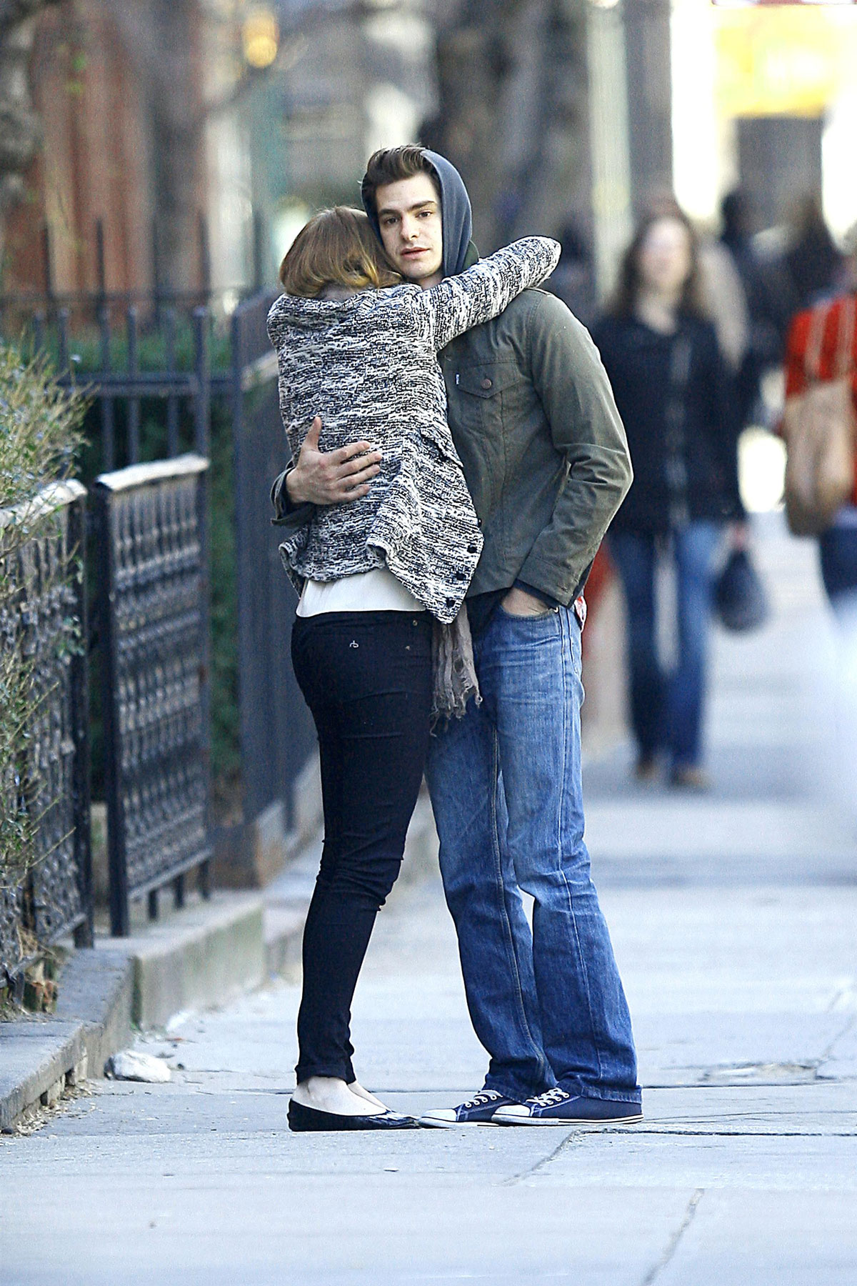 EMMA STONE and Andrew Garfield Sharing a Kiss in New York ...