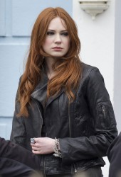 KAREN GILLAN at the Set of Doctor Who in Cardiff – HawtCelebs