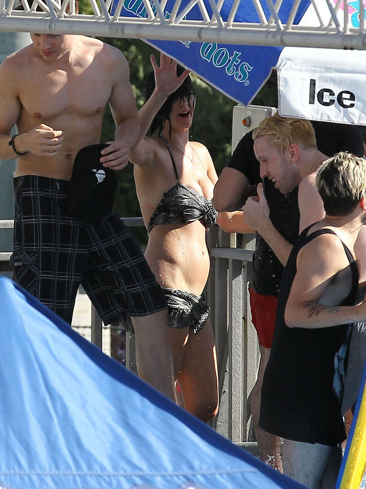 KATY PERRY Bikini Bottoms Fall Down at the Water Park in San Dimas. 