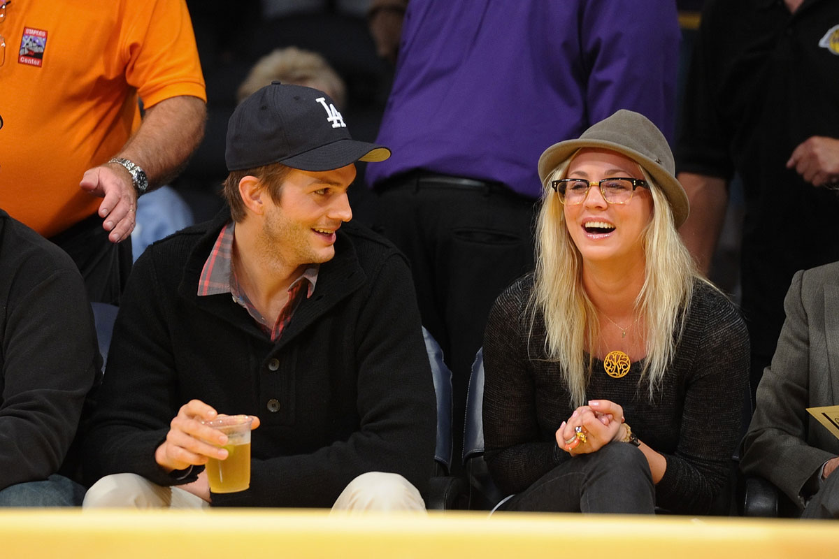 KALEY CUOCO and Ashton Kutcher at the Pacers vs Lakers Game in Los Angeles – HawtCelebs