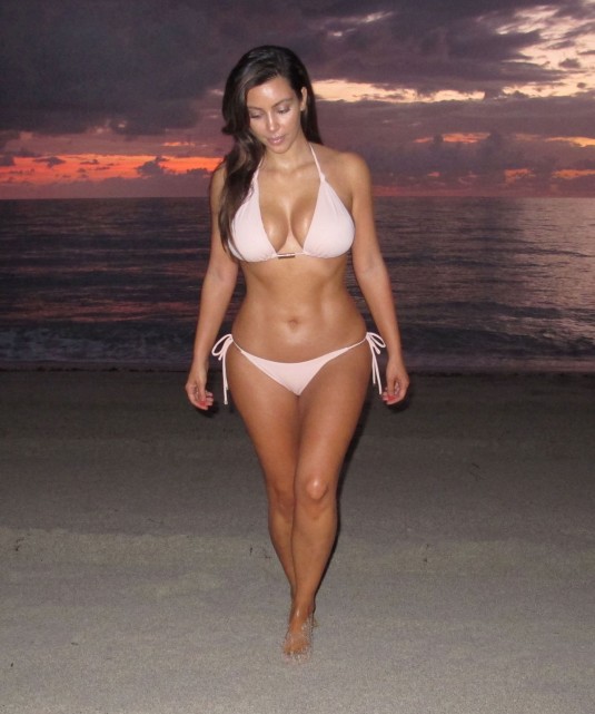 KIM KARDASHIAN in Bikini on the Beach in Miami