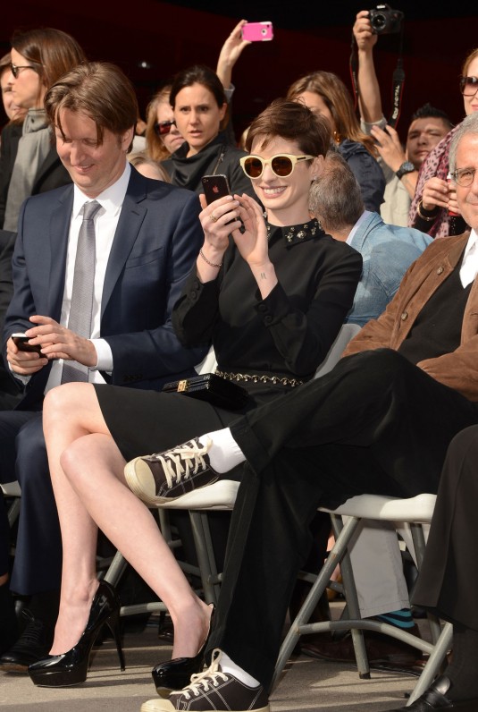 ANNE HATHAWAY at Hugh Jackman Walk of Fame Ceremony in Hollywood