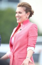 ALYSSA MILANO on the Set of Extra at the Grove in Los Angeles