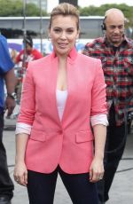 ALYSSA MILANO on the Set of Extra at the Grove in Los Angeles
