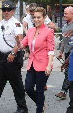 ALYSSA MILANO on the Set of Extra at the Grove in Los Angeles
