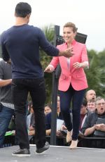 ALYSSA MILANO on the Set of Extra at the Grove in Los Angeles