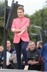 ALYSSA MILANO on the Set of Extra at the Grove in Los Angeles
