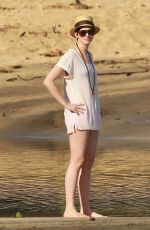 ANNE HATHAWAy at a Beach in Hawaii