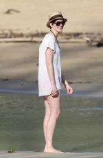 ANNE HATHAWAy at a Beach in Hawaii