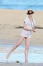 ANNE HATHAWAy at a Beach in Hawaii