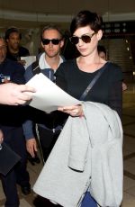 ANNE HATHAWAY at LAX Airport in Los Angeles