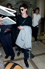 ANNE HATHAWAY at LAX Airport in Los Angeles