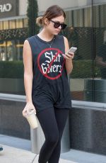 ASHLEY BENSON in Tights Leaves a Gym in West Hollywood
