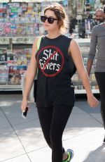 ASHLEY BENSON in Tights Leaves a Gym in West Hollywood