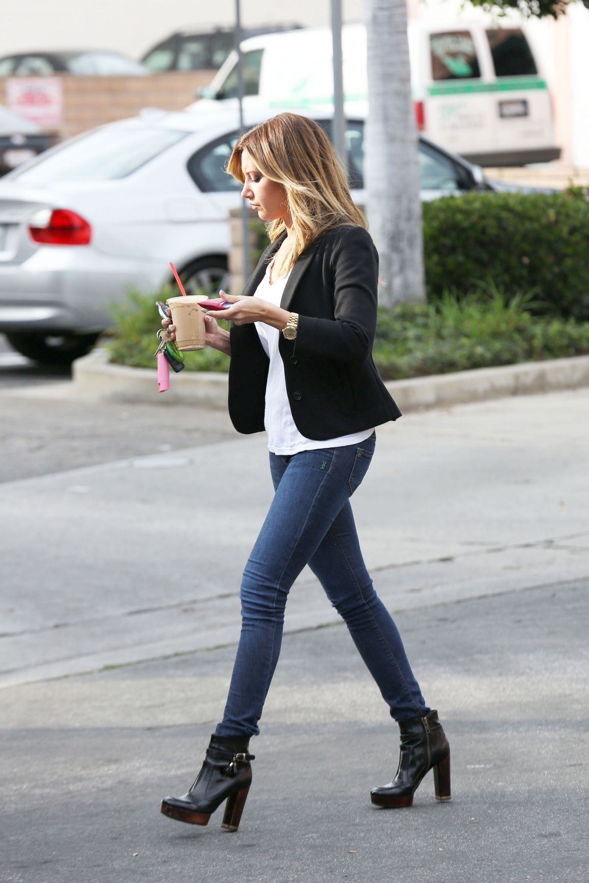 ASHLEY TISDALE in Tight Jeans Out in Los Angeles - HawtCelebs